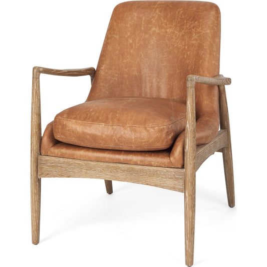 Westan Leather Accent Chair by Mercana in cognac. Made from fabric in a unique style.