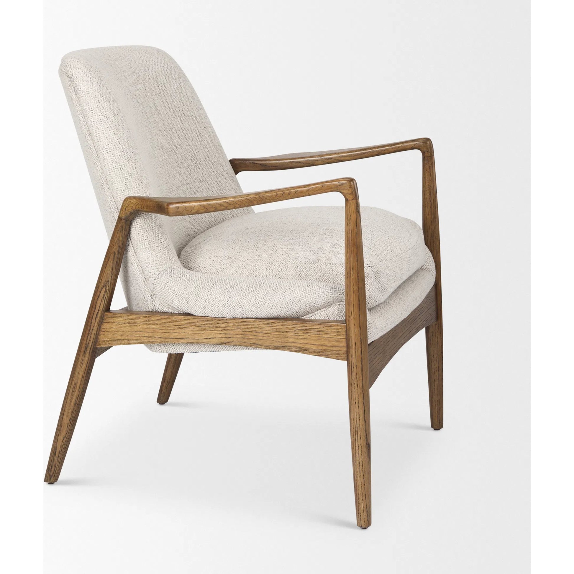 Westan Upholstered Accent Chair by Mercana in cream boucle. Made from fabric in a transitional style.