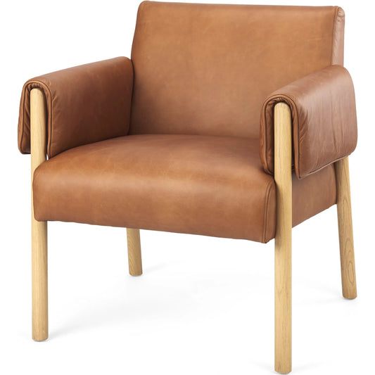 Ashton Leather Accent Chair by Mercana in brown. Made from fabric in a unique style.