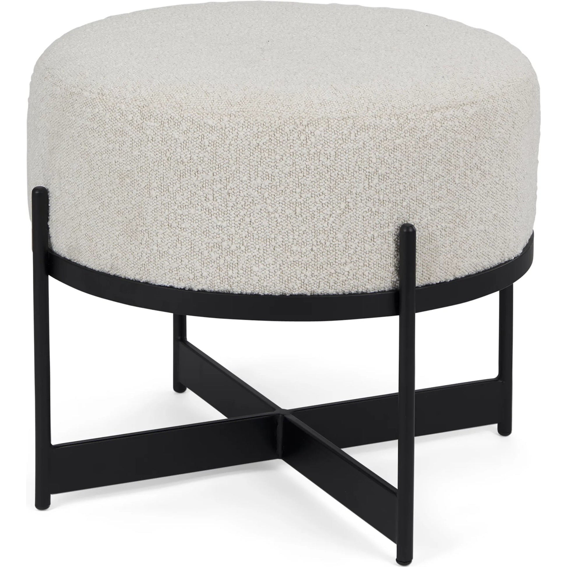 Amelia Stool by Mercana in cream. Made from fabric in a modern style.