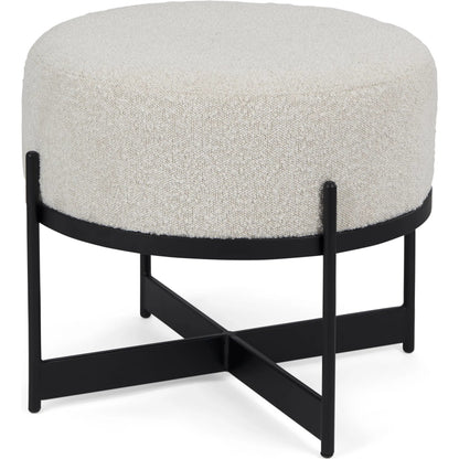 Amelia Stool by Mercana in cream. Made from fabric in a modern style.