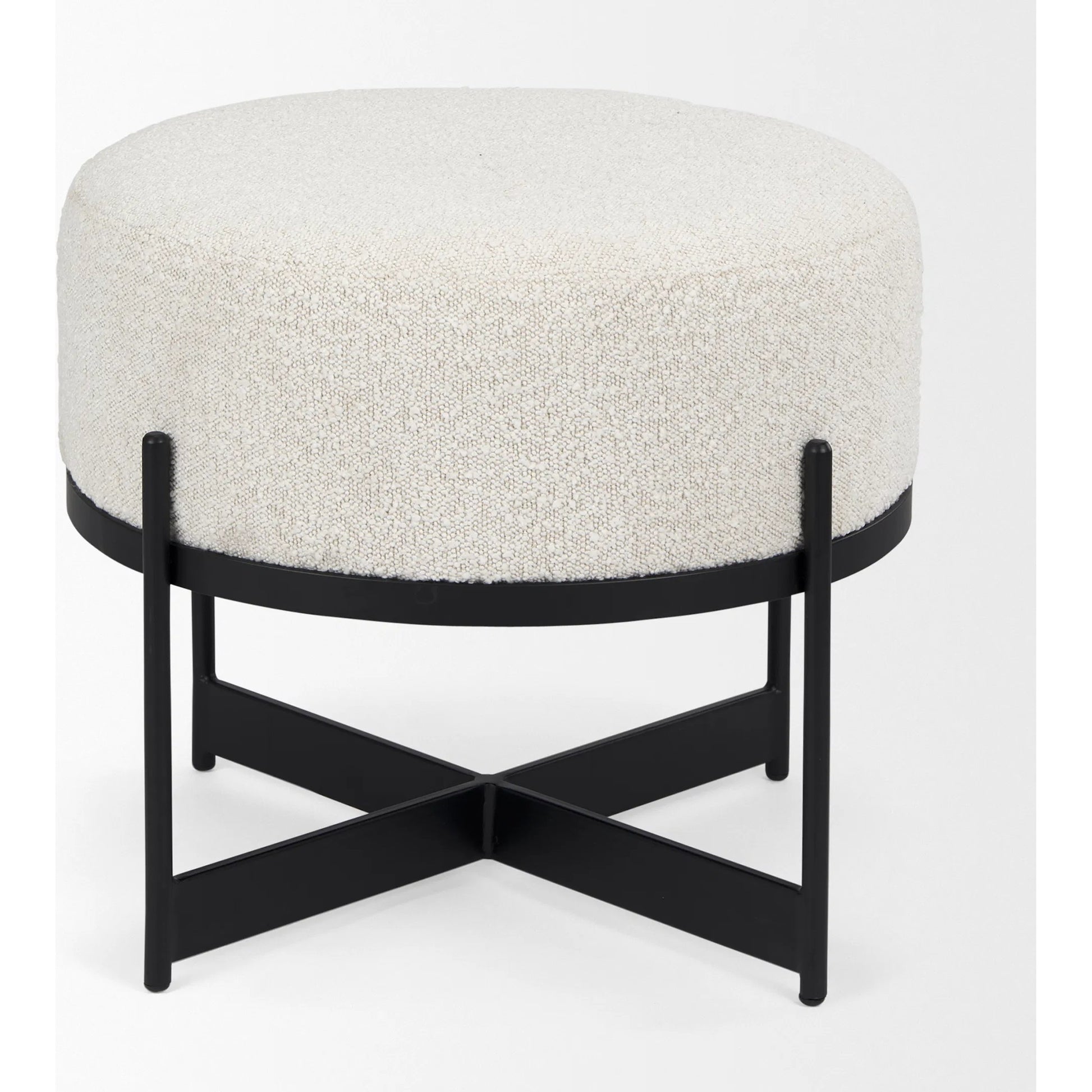Amelia Stool by Mercana in cream. Made from fabric in a modern style.