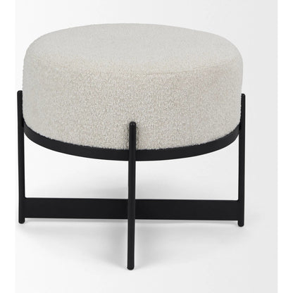 Amelia Stool by Mercana in cream. Made from fabric in a modern style.
