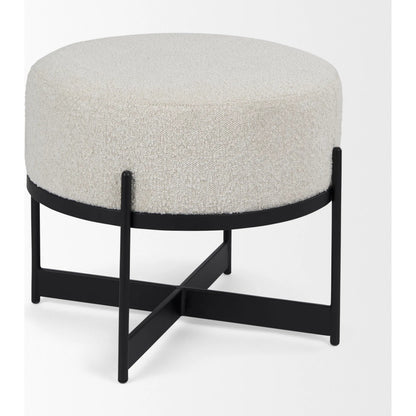 Amelia Stool by Mercana in cream. Made from fabric in a modern style.