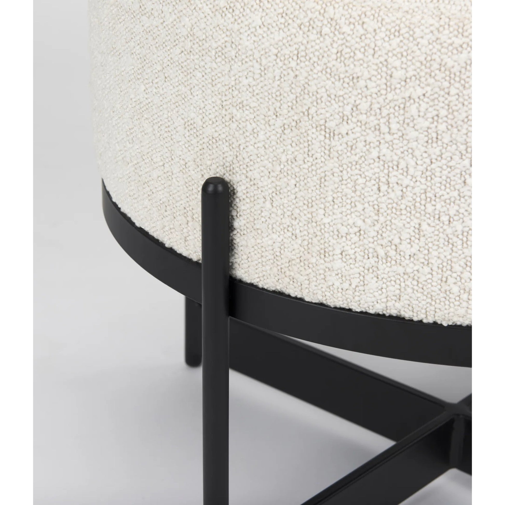 Amelia Stool by Mercana in cream. Made from fabric in a modern style.