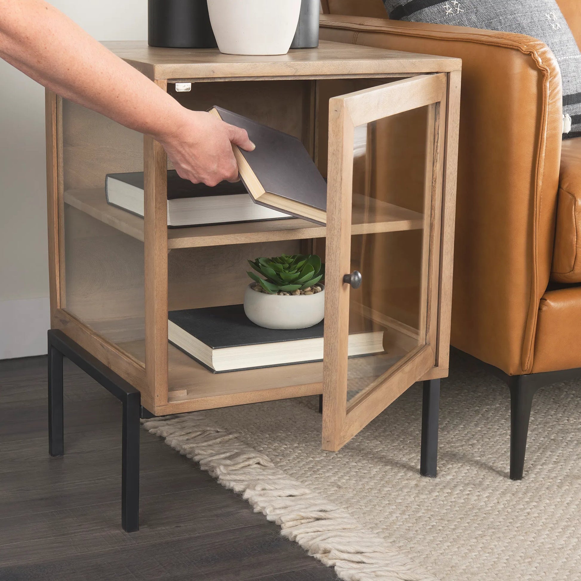 Arelius End Table by Mercana. Made from solid wood in a transitional style.