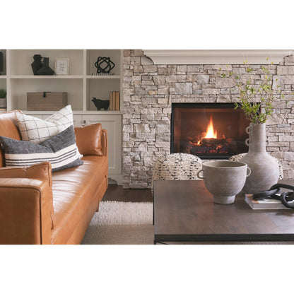 Aaohi Pouf by Mercana in black, cream. Made from cotton in a rustic style.