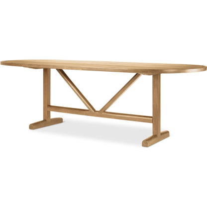 Viktor Dining Table by Mercana in light brown. Made from solid wood in a transitional style.