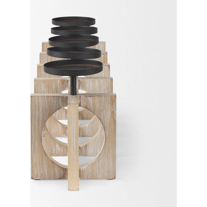 Cambie Candle Holders by Mercana in black, brown. Made from solid wood in a transitional style.