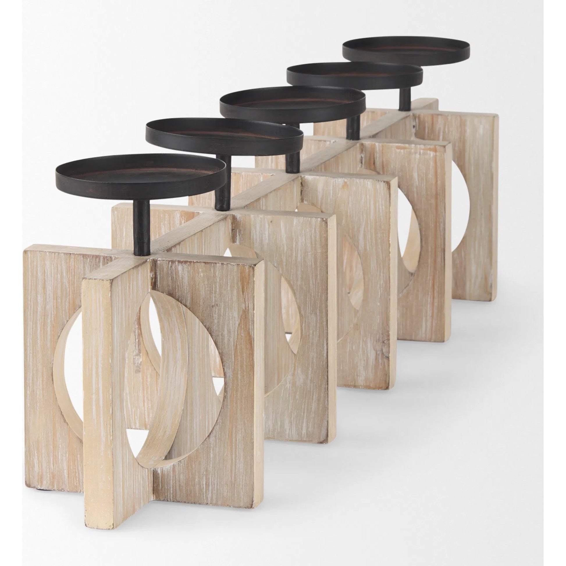 Cambie Candle Holders by Mercana in black, brown. Made from solid wood in a transitional style.