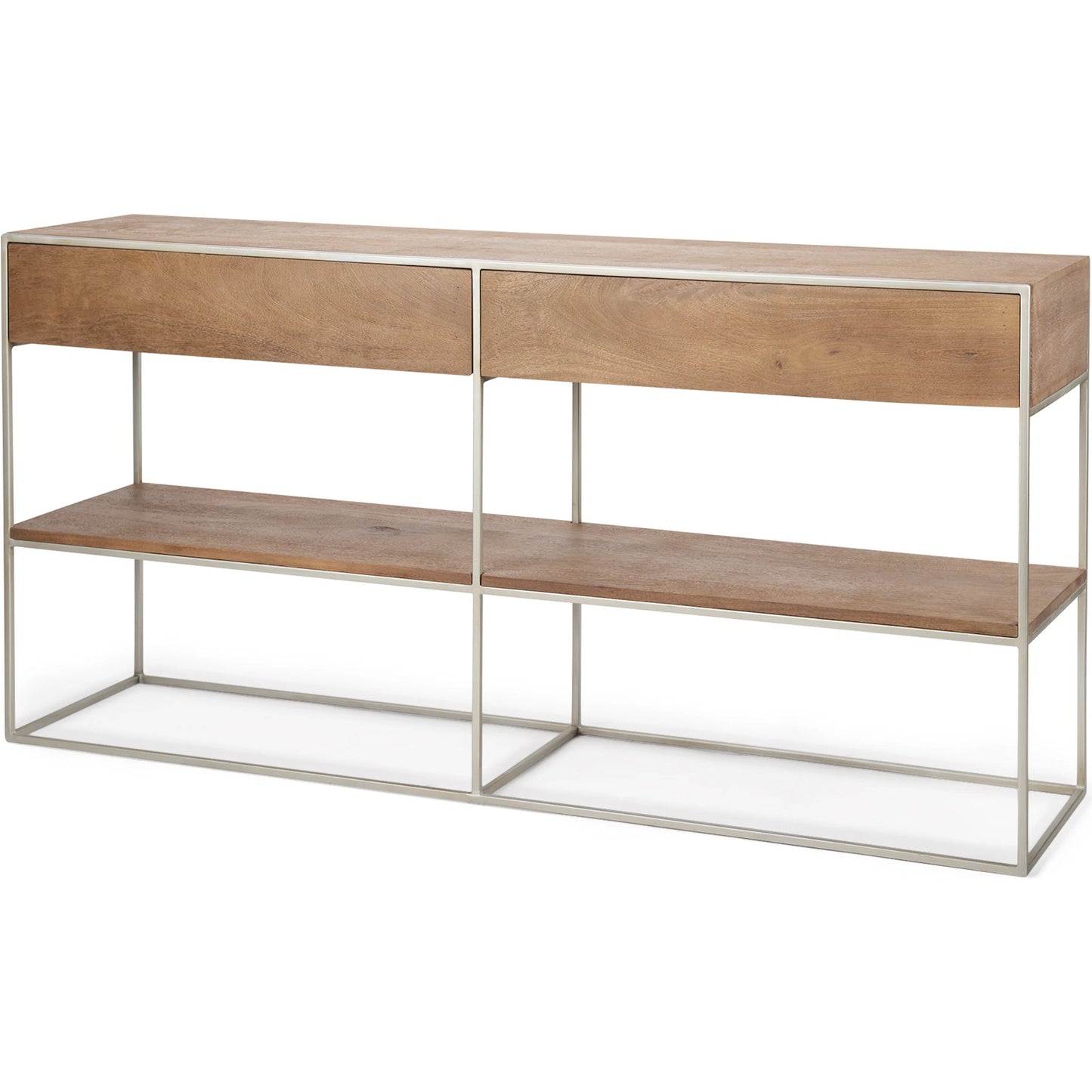 041 SR-893930 | Primary Silo | Morris Console Table by Mercana in brown wood, silver metal. Made from wood, metal in a modern style.