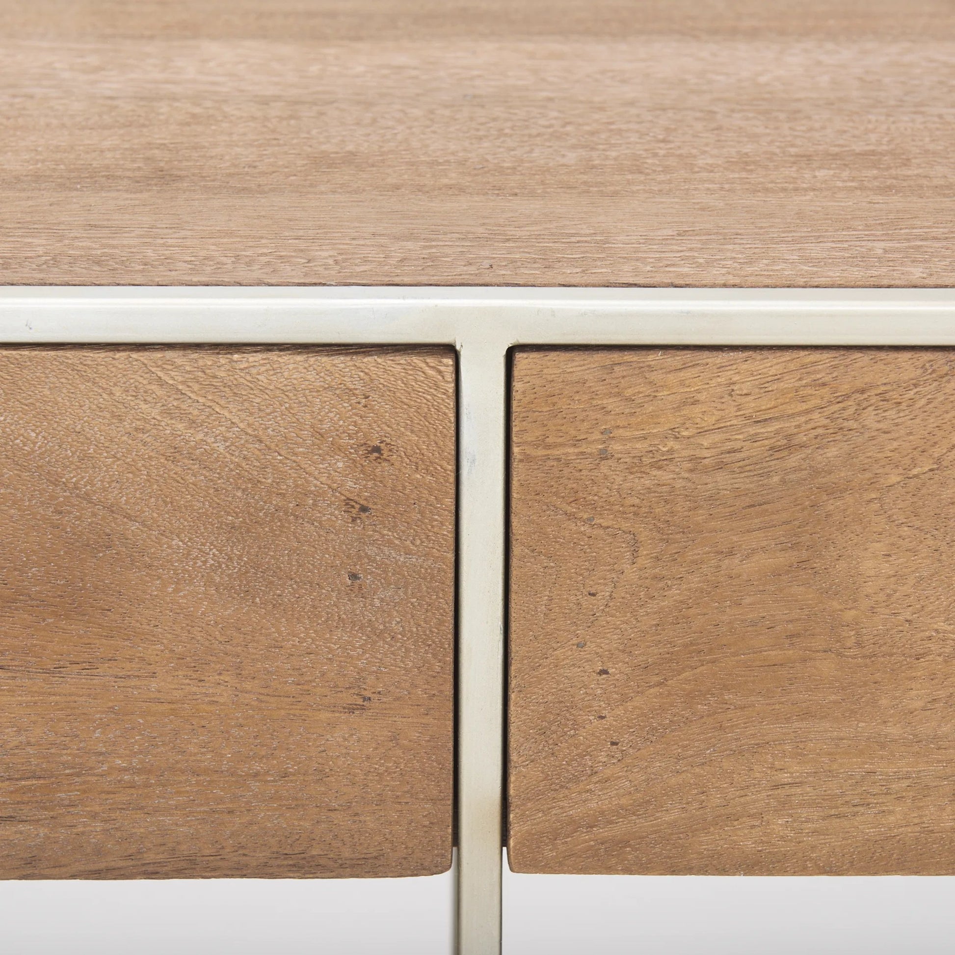 Morris Console Table by Mercana in brown wood, silver metal. Made from wood, metal in a modern style.