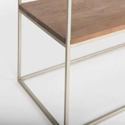 Morris Console Table by Mercana in brown wood, silver metal. Made from wood, metal in a modern style.