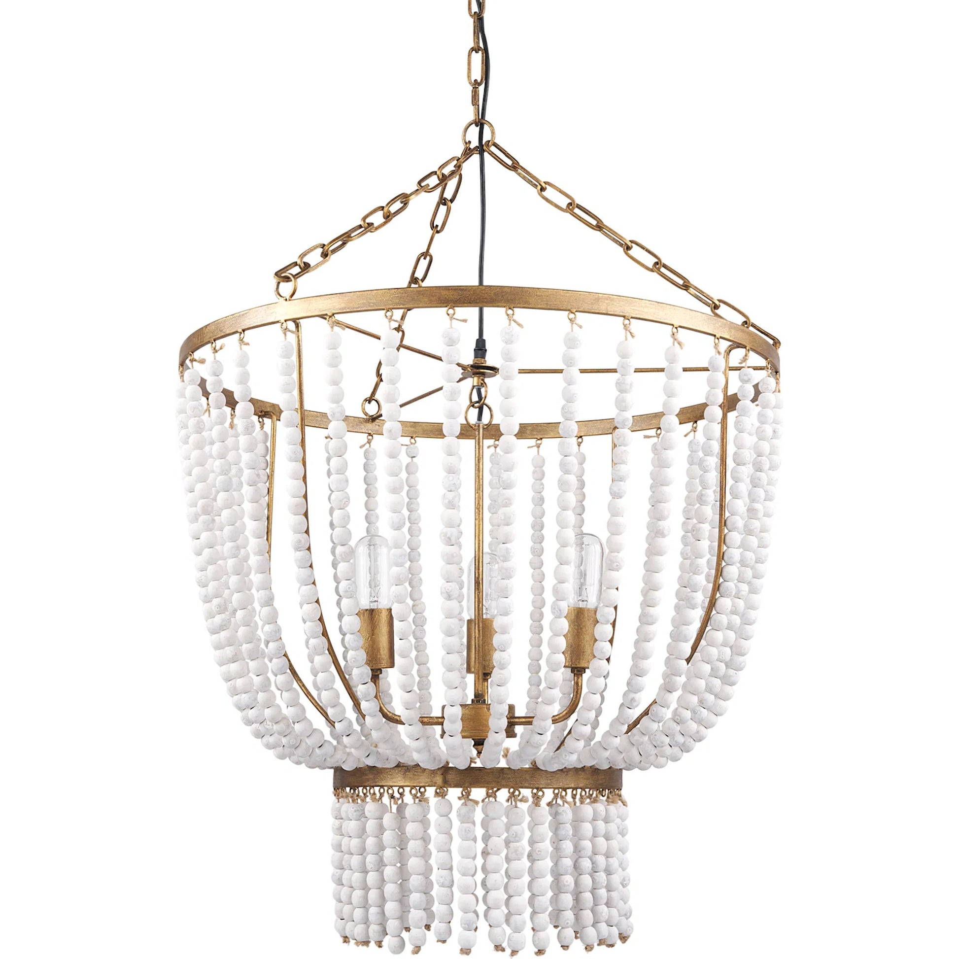 Rhone Chandelier by Mercana in gold. Made from metal, wood in a traditional style.