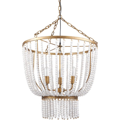 Rhone Chandelier by Mercana in gold. Made from metal, wood in a traditional style.