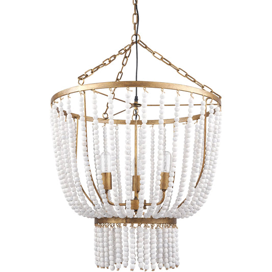 Rhone Chandelier by Mercana in gold. Made from metal, wood in a unique style.