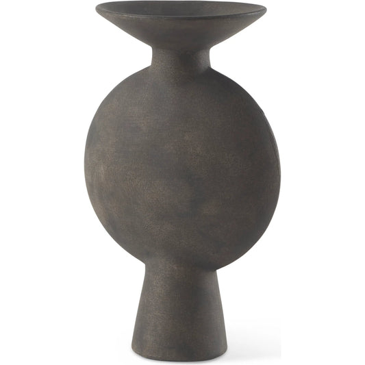 Kaz Earthy Brown Vase by Mercana in gray. Made from ceramic in a unique style.