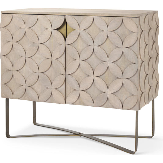 Excelsior Accent Cabinet by Mercana in golden mango wood. Made from iron, solid wood in a transitional style.