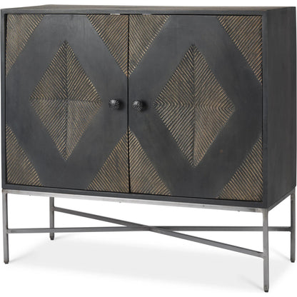 Hogarth Accent Cabinet by Mercana in dark brown. Made from iron, solid wood in a modern style.
