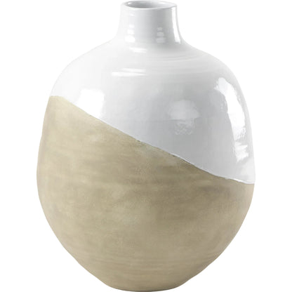 Amos Color Blocked Floor Vase by Mercana in white. Made from ceramic in a transitional style.