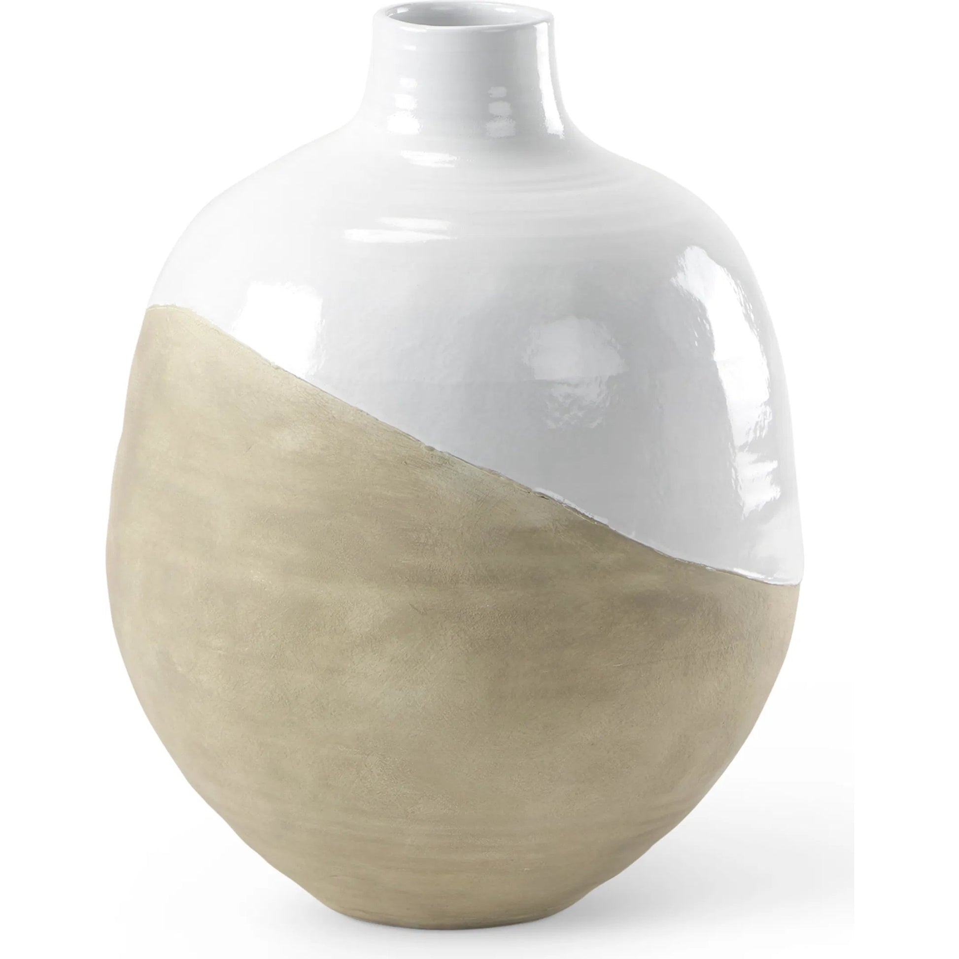 Amos Color Blocked Floor Vase by Mercana in white. Made from ceramic in a transitional style.