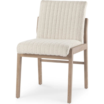 Tahoe Dining Chair by Mercana in cream, dark brown. Made from fabric in a unique style.