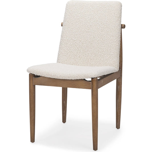 Cavett Dining Chair (Set of 2) by Mercana in cream boucle, dark brown. Made from fabric in a unique style.