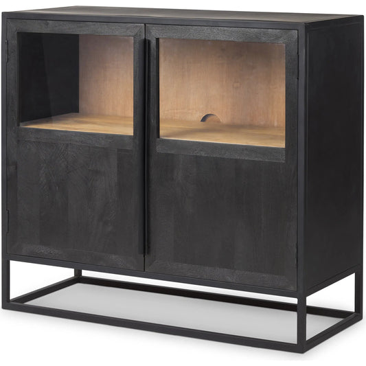 012 None | Unknown | Sloan Accent Cabinet by Mercana in black. Made from solid wood in a unique style.