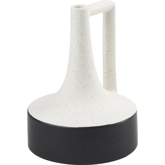 Burton White & Black Jug Vase by Mercana in black, white. Made from ceramic in a modern style.