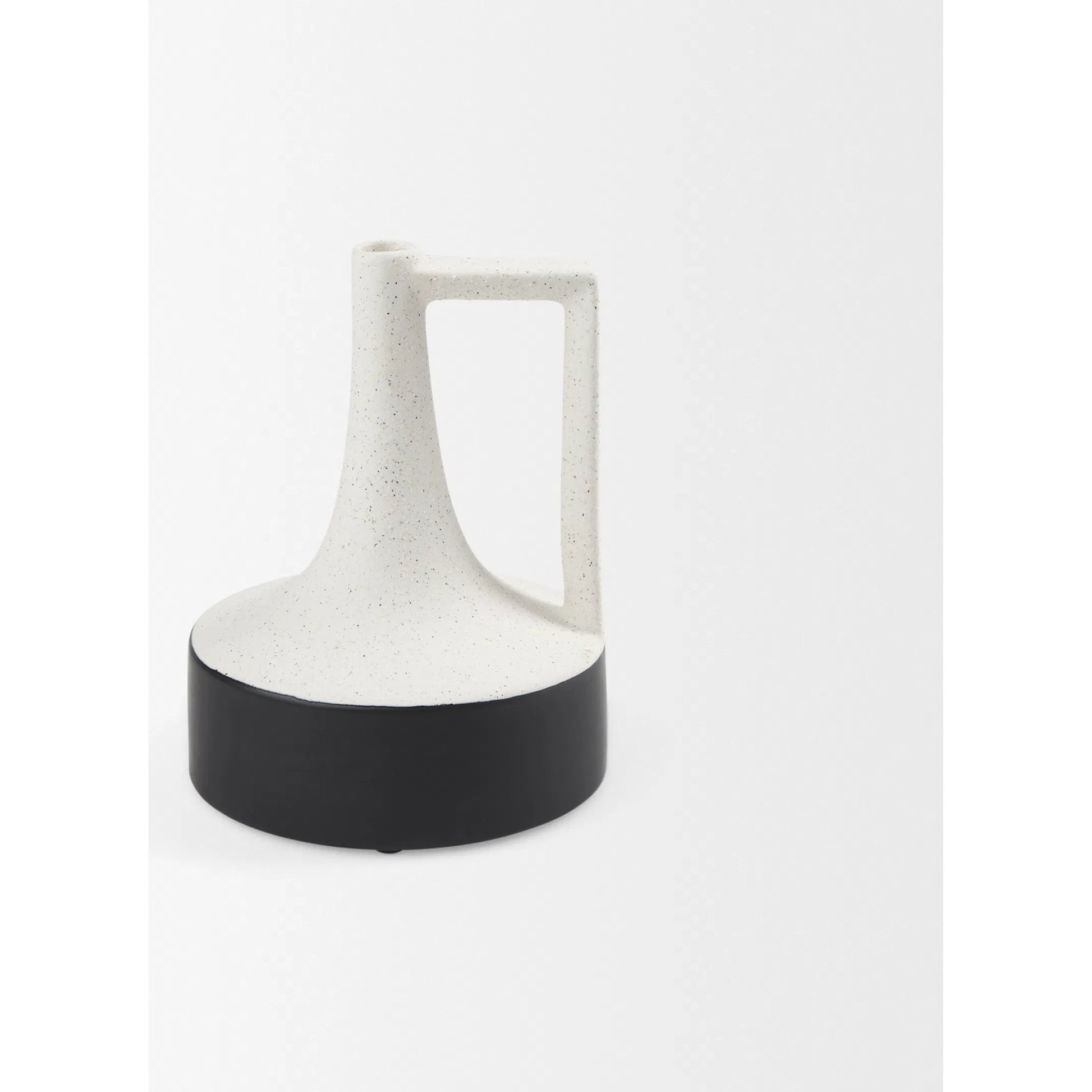 Burton White & Black Jug Vase by Mercana in black, white. Made from ceramic in a modern style.