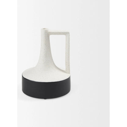 Burton White & Black Jug Vase by Mercana in black, white. Made from ceramic in a modern style.
