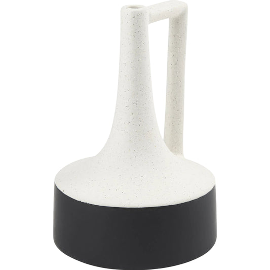 Burton White & Black Jug Vase by Mercana in black, white. Made from ceramic in a modern style.
