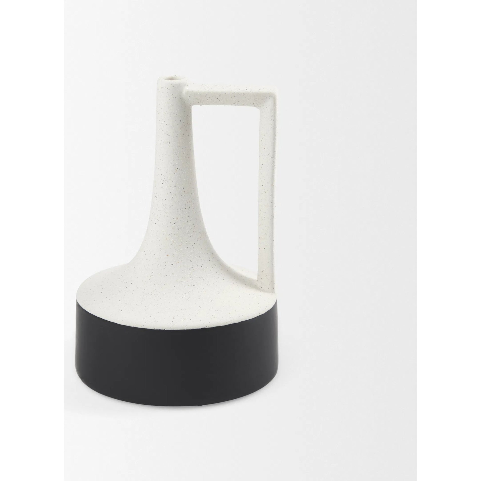 Burton White & Black Jug Vase by Mercana in black, white. Made from ceramic in a modern style.
