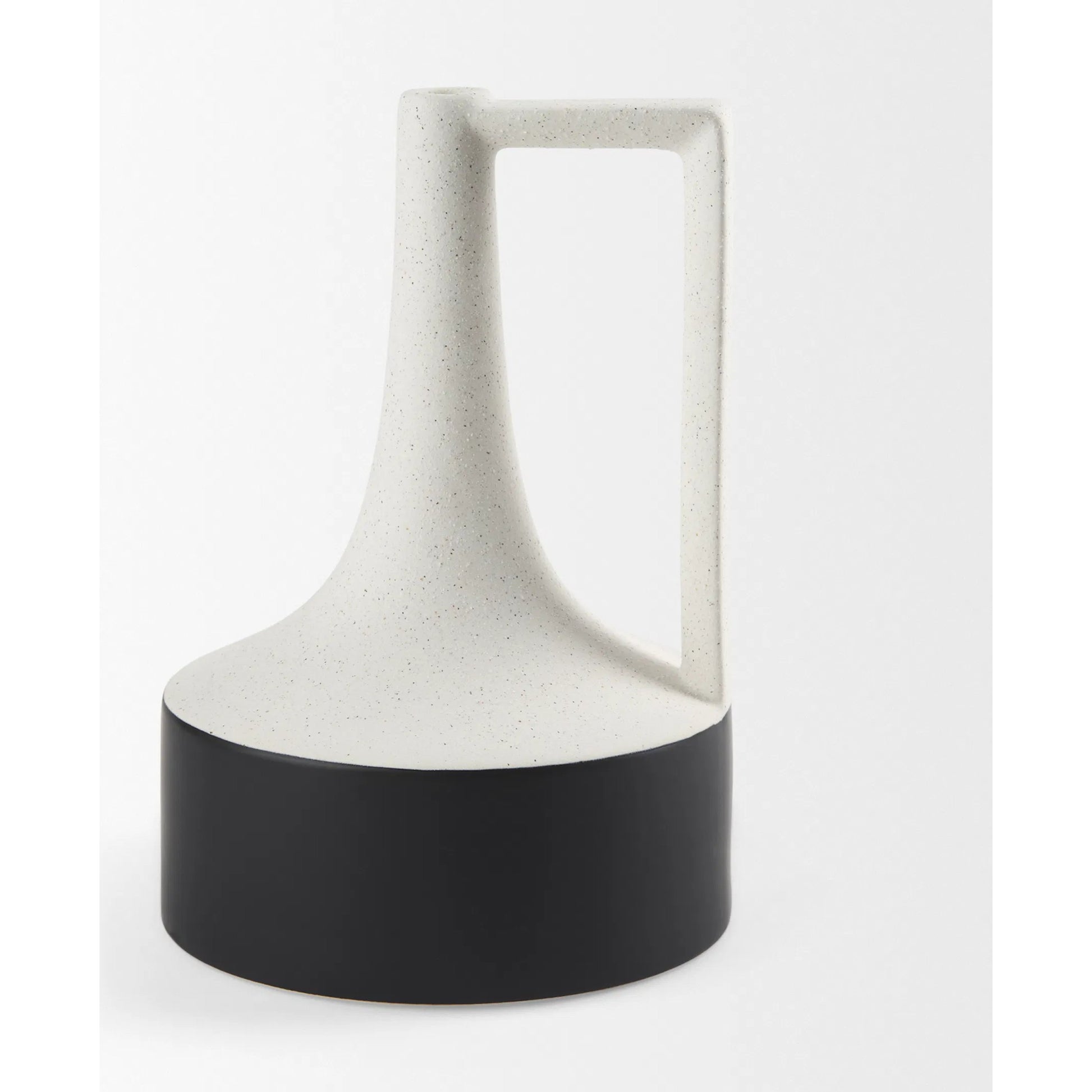 Burton White & Black Jug Vase by Mercana in black, white. Made from ceramic in a modern style.