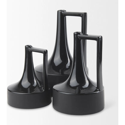 Burton Black Jug Vase by Mercana in black. Made from ceramic in a modern style.