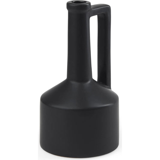 Burton Matte Black Jug Vase by Mercana in black. Made from ceramic in a modern style.