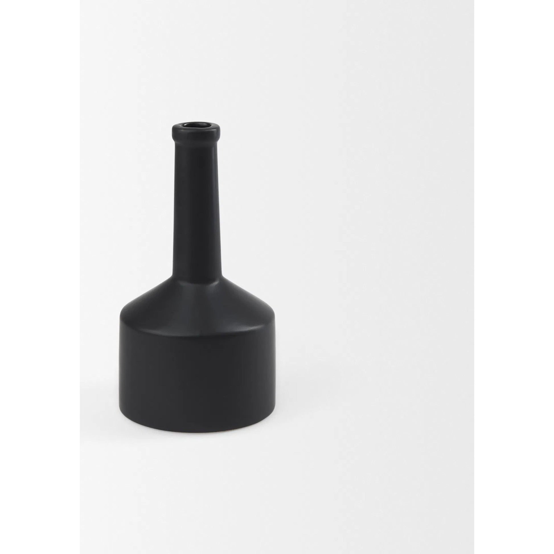 Burton Matte Black Jug Vase by Mercana in black. Made from ceramic in a modern style.