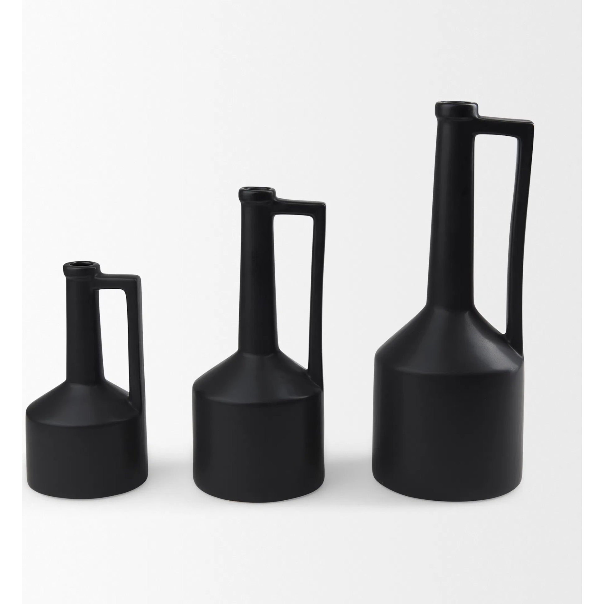 Burton Matte Black Jug Vase by Mercana in black. Made from ceramic in a modern style.