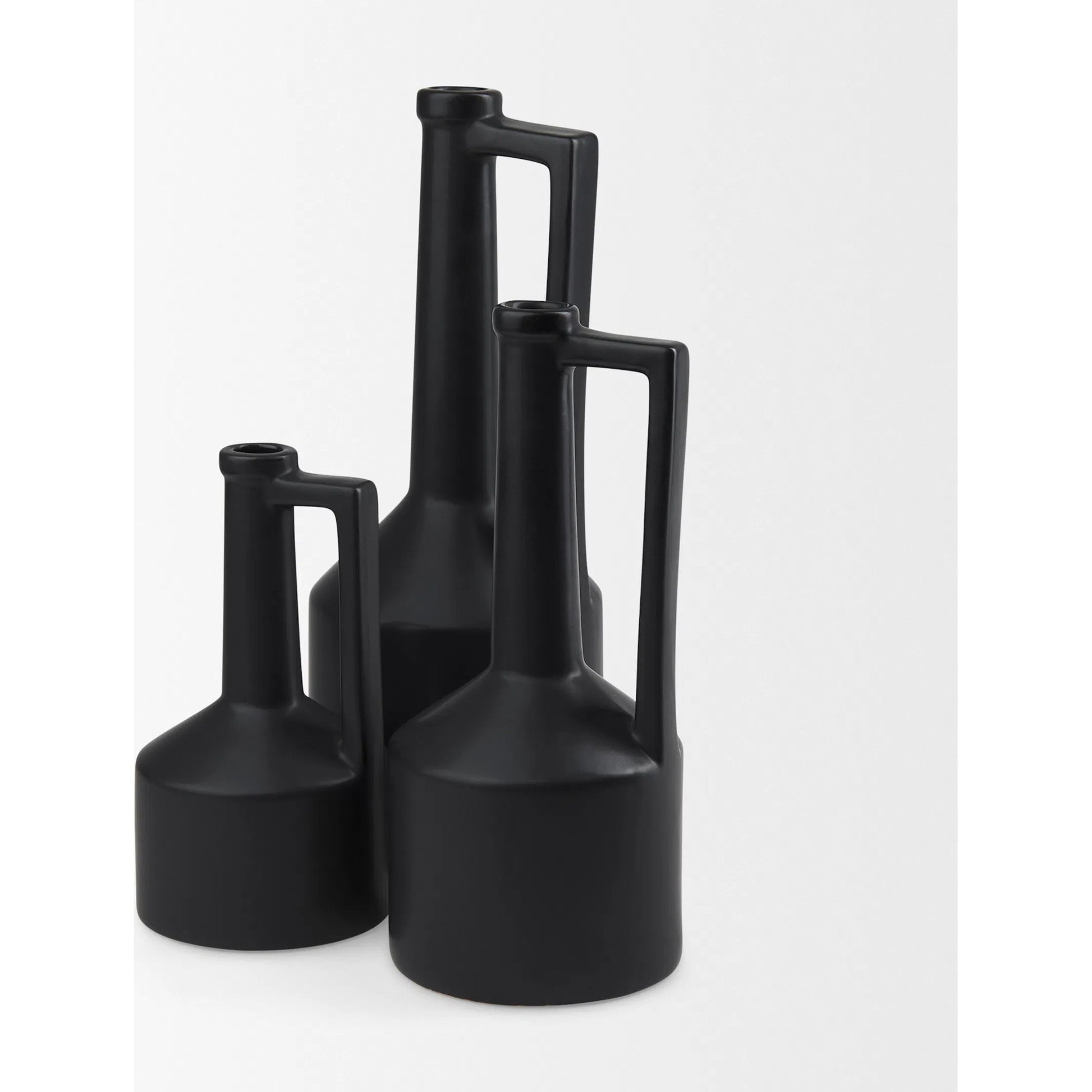 Burton Matte Black Jug Vase by Mercana in black. Made from ceramic in a modern style.