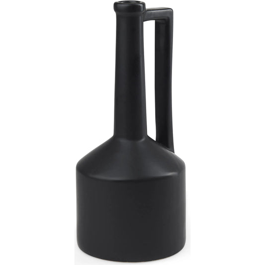 Burton Matte Black Jug Vase by Mercana in black. Made from ceramic in a modern style.