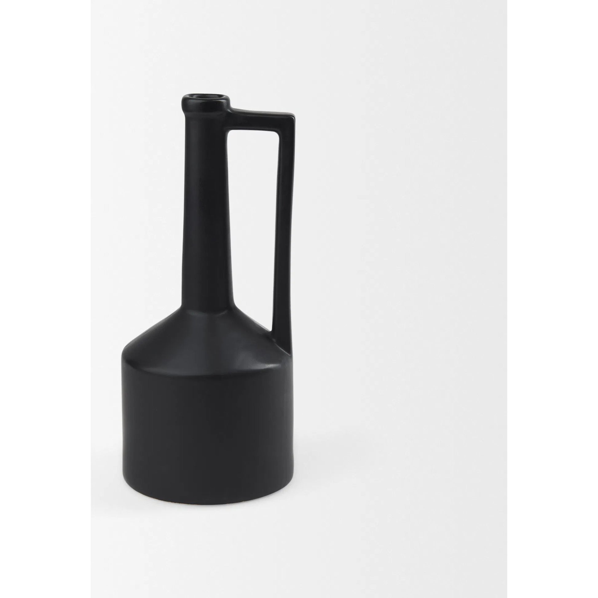 Burton Matte Black Jug Vase by Mercana in black. Made from ceramic in a modern style.
