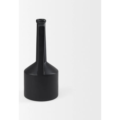 Burton Matte Black Jug Vase by Mercana in black. Made from ceramic in a modern style.