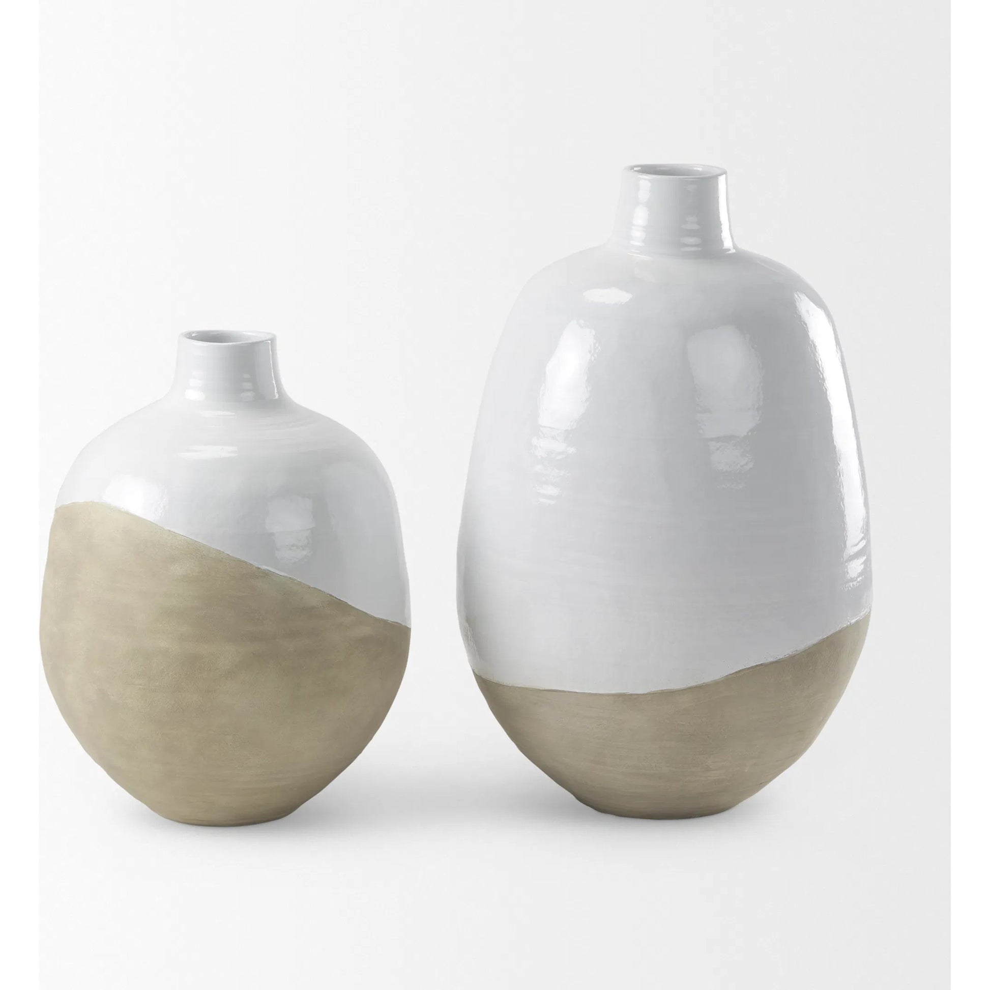 Amos Color Blocked Floor Vase by Mercana in white. Made from ceramic in a transitional style.