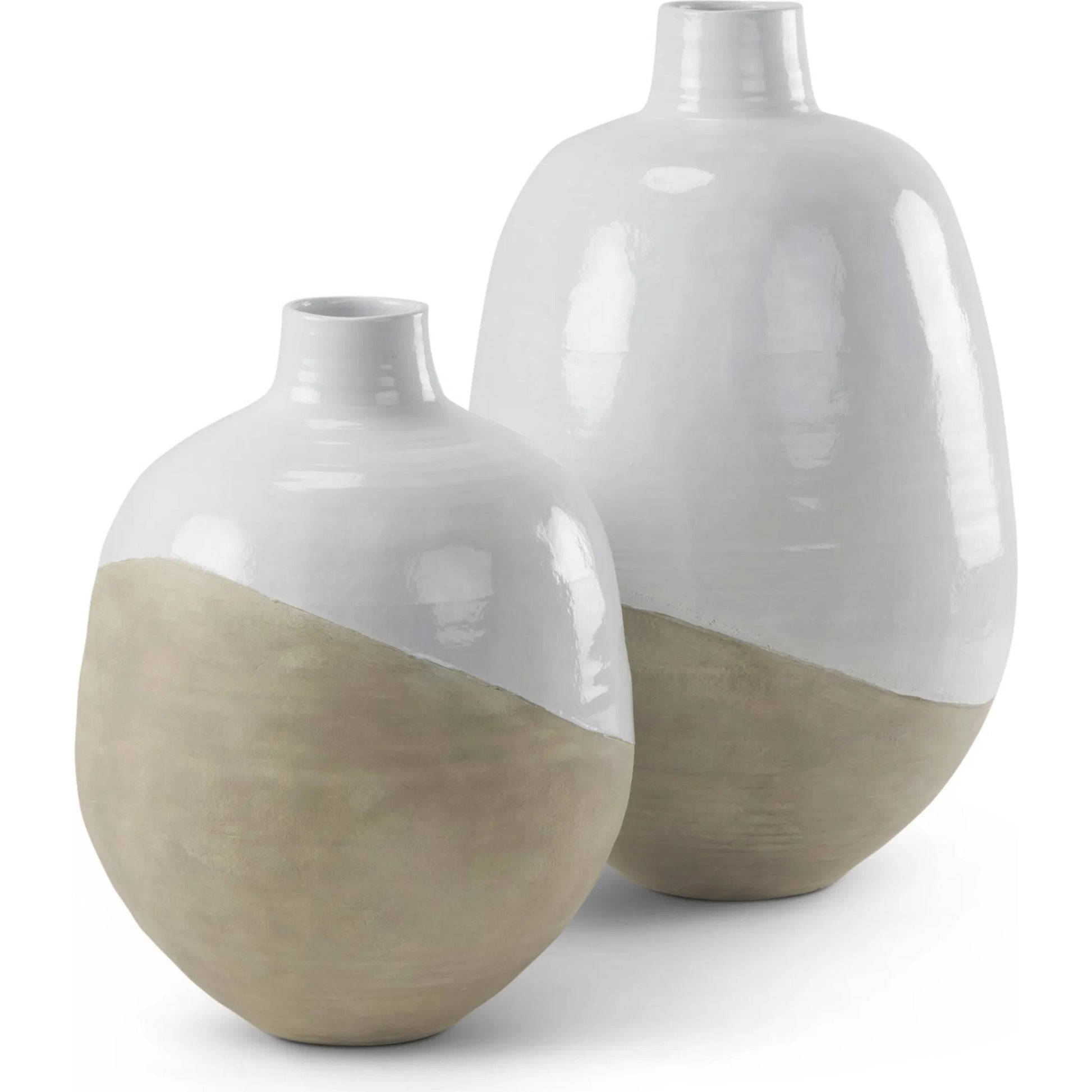 Amos Color Blocked Floor Vase by Mercana in white. Made from ceramic in a transitional style.