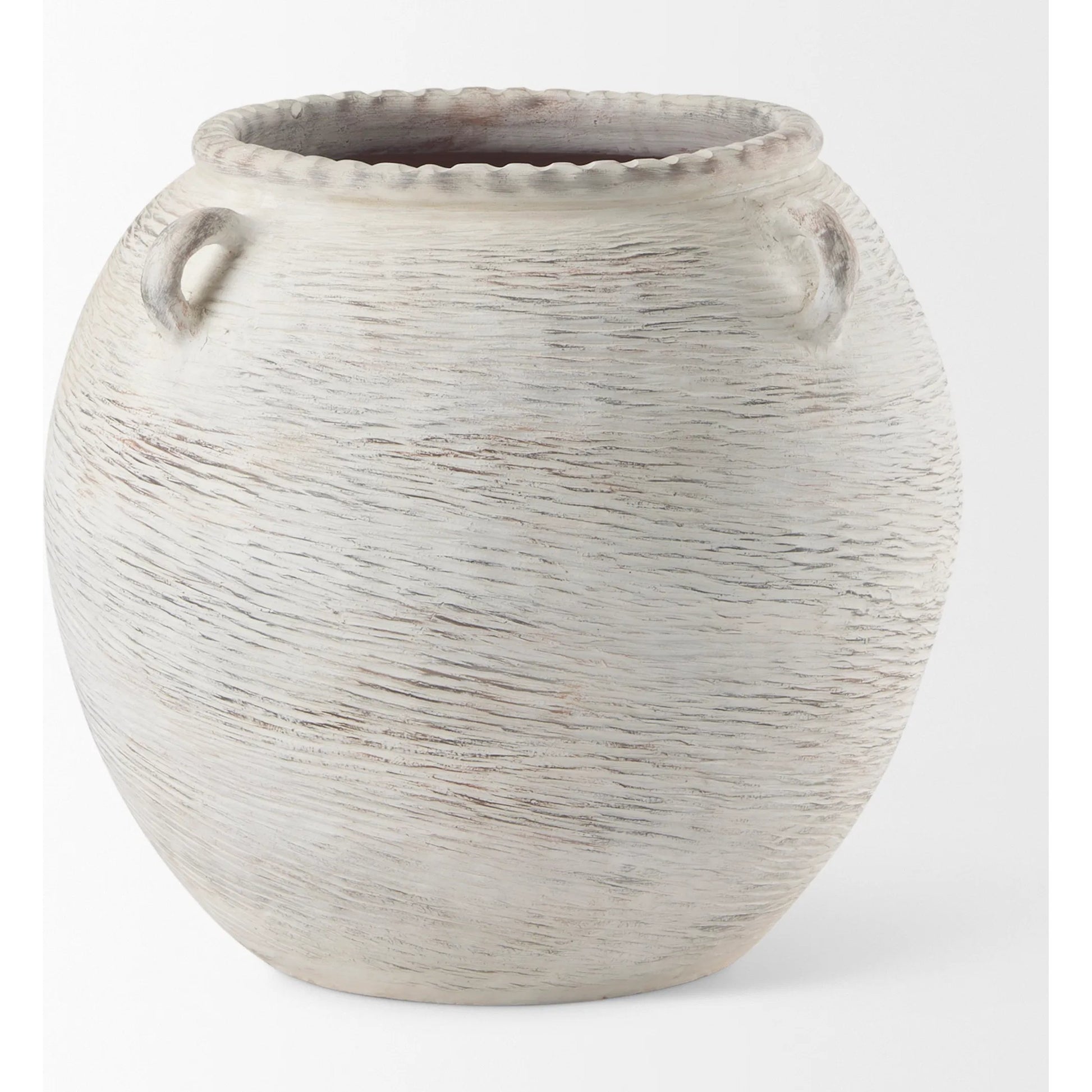Misha Floor Vase by Mercana in cream. Made from ceramic in a rustic style.