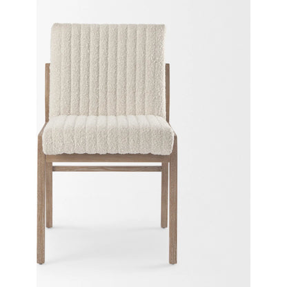 Tahoe Dining Chair by Mercana in cream, dark brown. Made from fabric in a unique style.