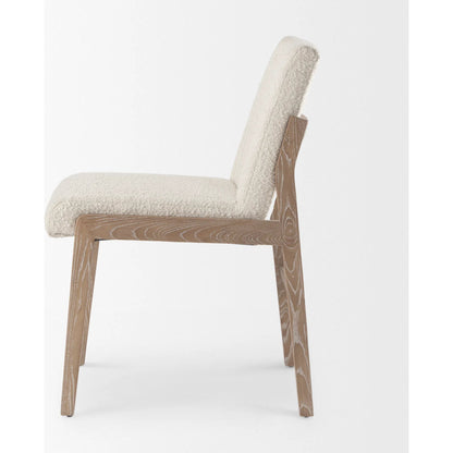 Tahoe Dining Chair by Mercana in cream, dark brown. Made from fabric in a unique style.