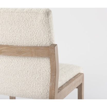 Tahoe Dining Chair by Mercana in cream, dark brown. Made from fabric in a unique style.