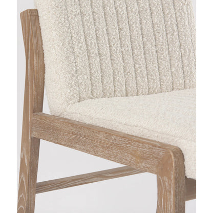 Tahoe Dining Chair by Mercana in cream, dark brown. Made from fabric in a unique style.