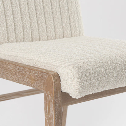 Tahoe Dining Chair by Mercana in cream, dark brown. Made from fabric in a unique style.